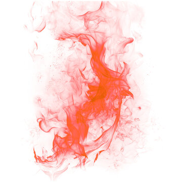 Intense red ethereal fire flames glow isolated on transparent background. Red smoke texture. 