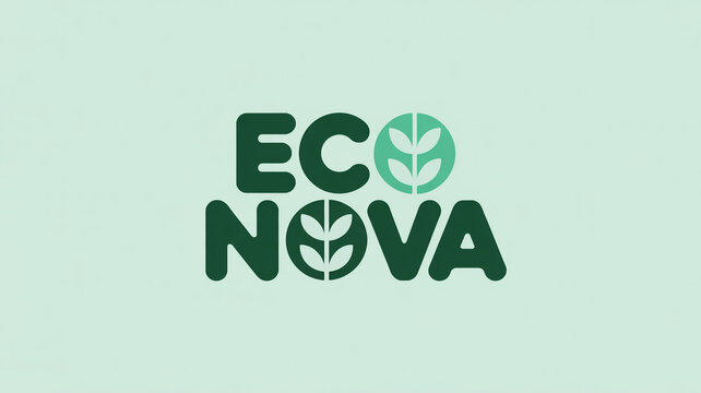 Eco Nova logo with stylized green leaves and text on a light green background Keywords: eco nova, logo, green, leaves, nature, organic, environment, sustainable