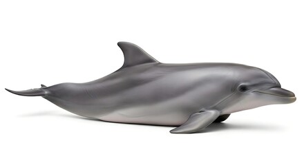 Obraz premium A sleek and graceful bottlenose dolphin swimming majestically, isolated on a pristine white background.