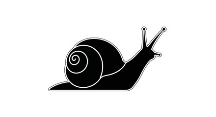 Simple black silhouette of a snail with visible shell and antennae © Siam Studio