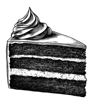 PNG Chocolate cake dessert black white.
