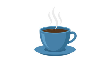 Obraz premium Steaming hot blue coffee cup.