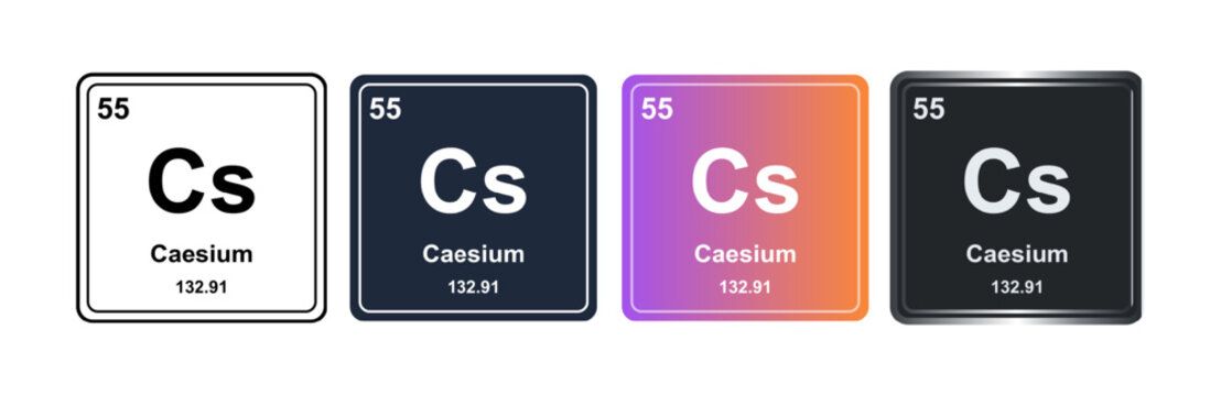 Cesium Cs 55 Periodic Table Element Tile. Vector Illustration, Minimalist Design, Isolated on Background, UI Icon Style, Modern Chemistry Graphics.