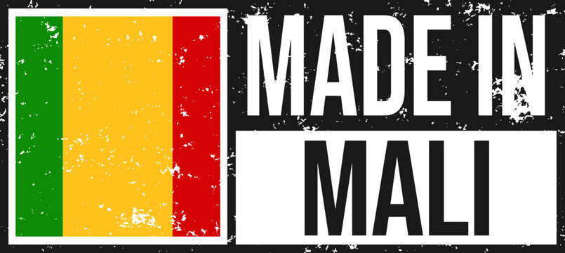 Mali Flag Grunge Label