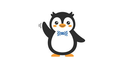 Cute Cartoon Penguin Wearing Scarf. © Desta