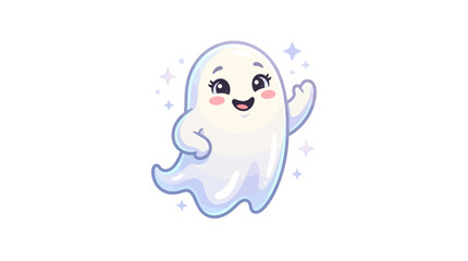 Fototapeta premium Cute cartoon ghost character smiling sweetly.