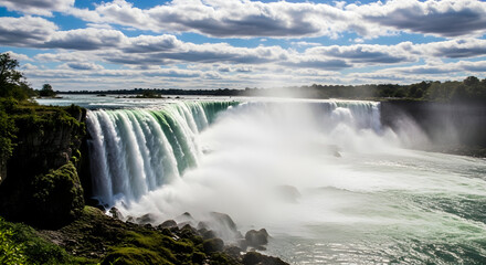 Obraz premium Spectacular niagara falls display a stunning canada day celebration and natural wonder in ontario canada