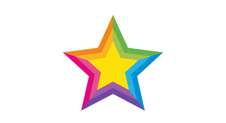 Obraz premium Vibrant multicolored 3d star with gradient rainbow effect on white background