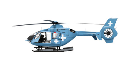 Blue medical helicopter with white cross isolated on transparent background © Cristian