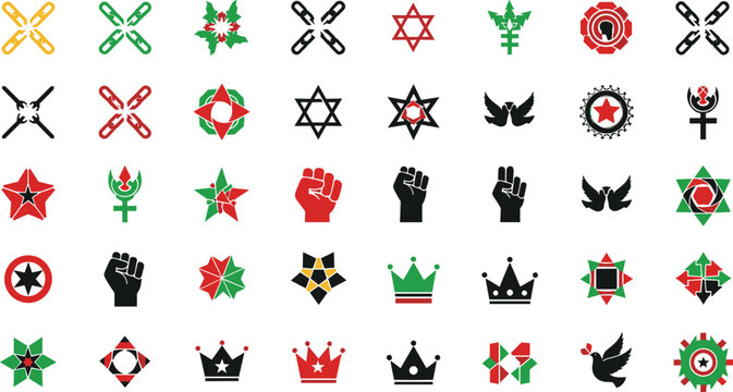 Collection of various political and social movement symbols and logos