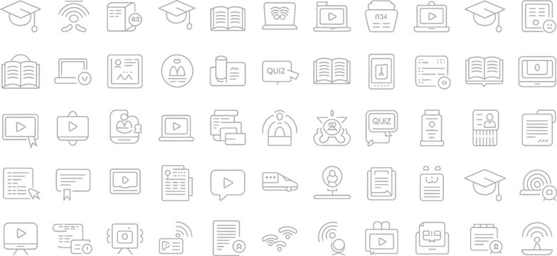 Education, learning, and business icons set, 40 symbols, vector graphics