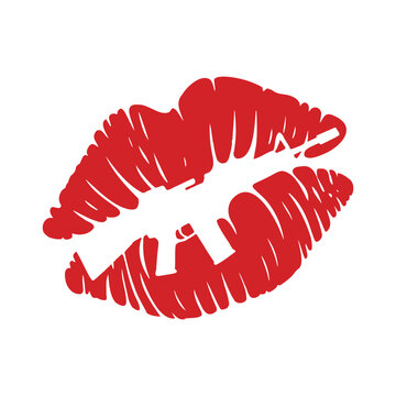 Grunge Style Lips with Assault Rifle Silhouette Graphic Illustration