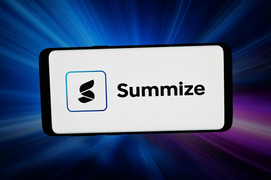 Stuttgart, Germany - 03-19-2026: In this photo illustration, the logo of British legal software company Summize Ltd. is displayed on a smartphone in front of abstract background on computer screen.