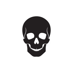 Obraz premium Minimalist Black Skull Icon with Hollow Eyes and Smile for Dark Themes
