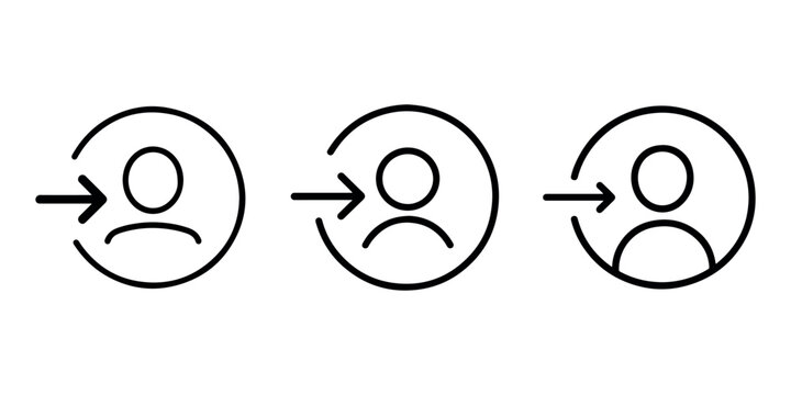 User login icon collection representing entry into account profile and identity confirmation for digital access and personal data security outline set