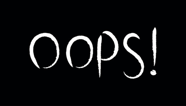 Bold OOPS Text Graphic Design on Black Background.