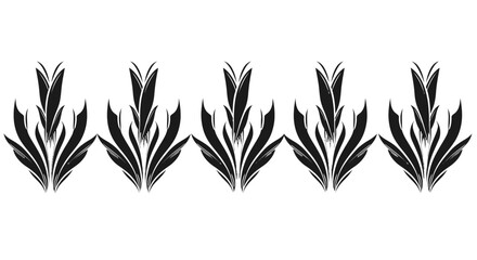 Obraz premium Vintage floral border vector, black ornamental leaf pattern on white background, elegant decorative divider for wedding invitations and stationery