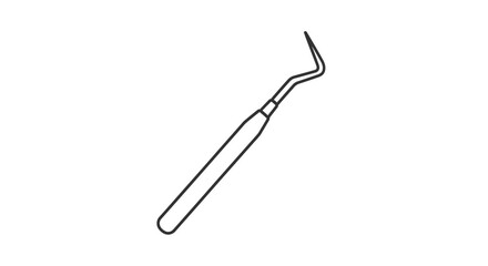Obraz premium Dental explorer tool, single line drawing, isolated on white background