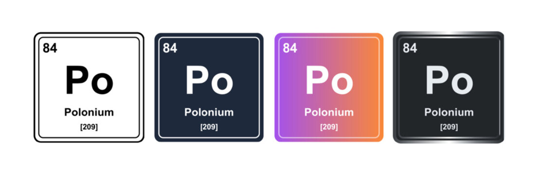 Polonium Po 84 Periodic Table Element Tile. Vector Illustration, Minimalist Design, Isolated on Background, UI Icon Style, Modern Chemistry Graphics.