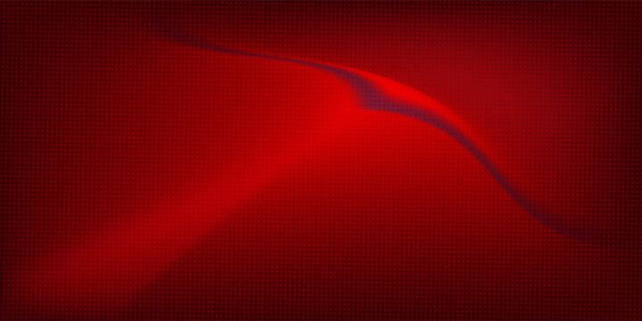 Dynamic abstract red background featuring halftone dot pattern combined with smooth flowing wave shapes and gradient lighting