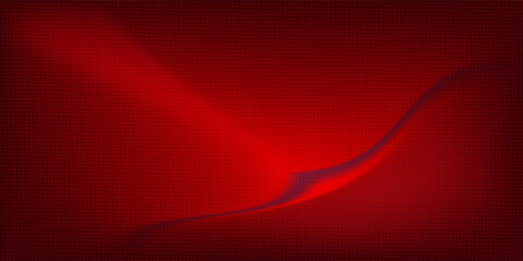 Dynamic abstract red background featuring halftone dot pattern combined with smooth flowing wave shapes and gradient lighting. The modern dotted texture creates a bold futuristic design suitable for b © Lukman