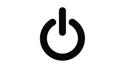 Simple black power button icon on a white background silhouette © Mdarif