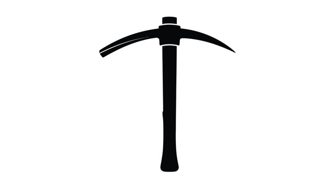 A black silhouette of a pickaxe a tool used for mining silhouette