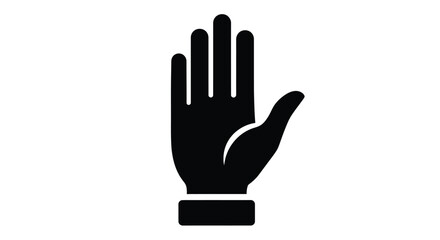 Fototapeta premium A black hand displaying a stop gesture simple silhouette