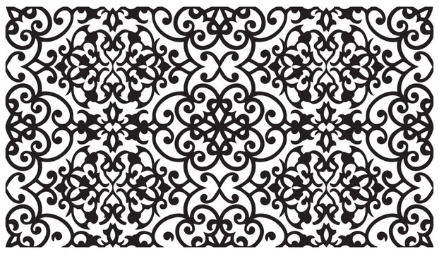 Ornate damask floral pattern with swirling filigree ornamentation