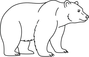 Obraz premium A simple line drawing of a brown bear standing on all fours Vector