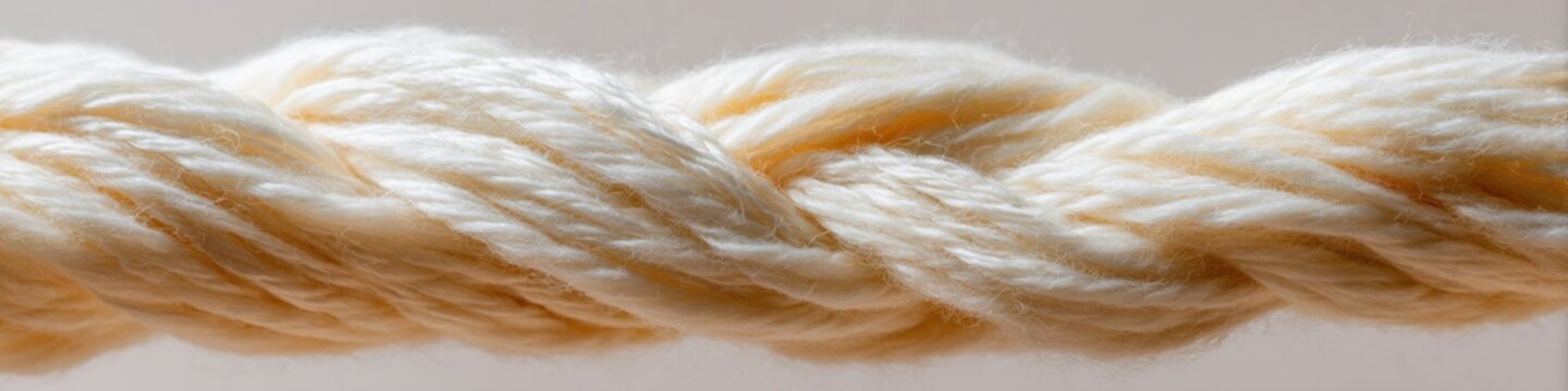 Cream yarn closeup texture strand rope twist thick ply braided fiber suitable for heavy knitting macroscopic detail cozy crafting material