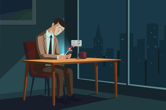 Angry boss shouting at employee in office, toxic workplace and stress concept, flat vector illustration