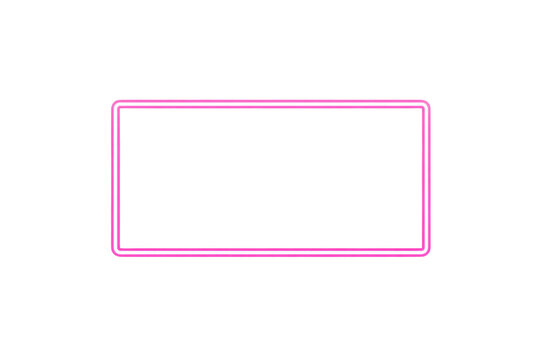 Blank rectangle frame with pink neon outline isolated on transparent background