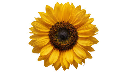 Obraz premium Bright yellow sunflower dark center, isolated on transparent background