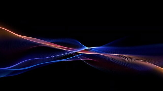 Abstract Colorful Glowing Wave on Black Background, Fluid Light Streaks Motion Animation with Alpha Channel, Seamless Loop 4K resolution