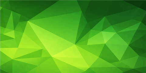 Obraz premium Abstract green geometric pattern featuring a triangle mosaic texture and crystal polygon shapes in a creative vector illustration design for a modern technology wallpaper backdrop