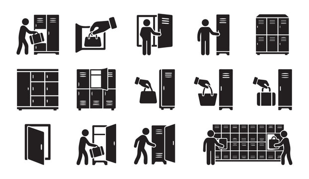 Storage locker icons showing secure baggage and public cabinet facilities