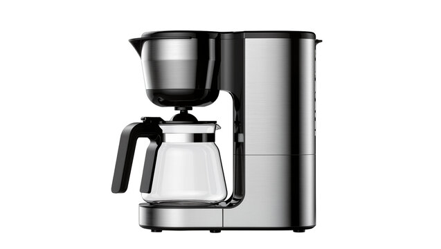 Stainless steel coffee maker, isolated on transparent background