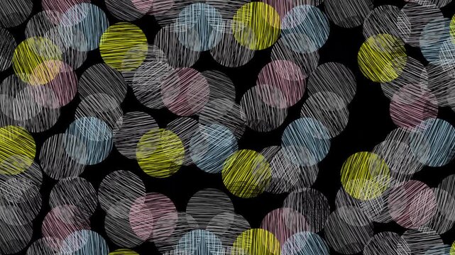 手描き斜線丸の抽象的ループアニメーション背景