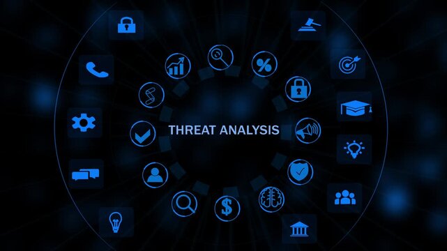 Futuristic Threat Analysis Dashboard Interface Technology, Internet and network concept, Tech Performance Panel , Digital Data Analytic HUD graph background animation video