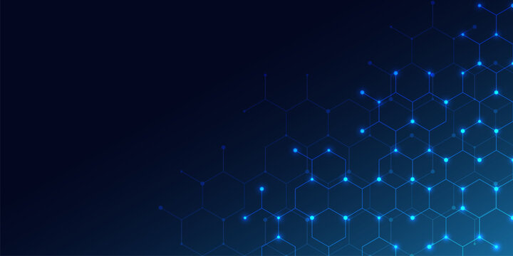 Abstract technology background and design element with hexagons pattern and geometric shapes