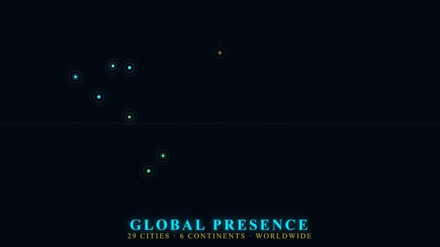 "Global Network Ping Points Appearing on Flat World Map &mdash; Business Connectivity Animation"