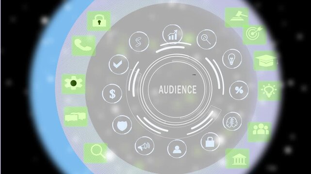Target audience customer segmentation marketing strategy concept. 3d Motion graphics of technology icon interface background
