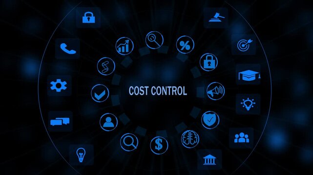 Futuristic Cost Control Dashboard Interface Technology, Internet and network concept, Tech Performance Panel , Digital Data Analytic HUD graph background animation
