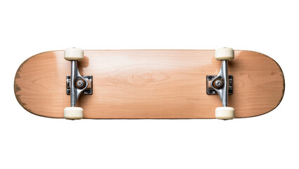 Natural wooden skateboard with metal trucks, isolated on transparent background © Alexander