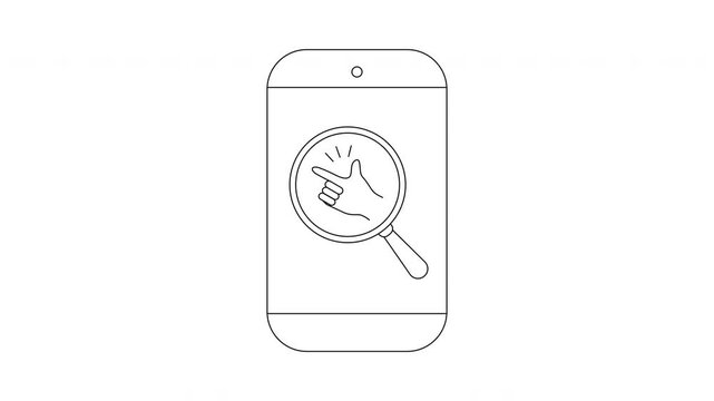 Mobile App Search Concept - Hand Magnifying Glass Icon.