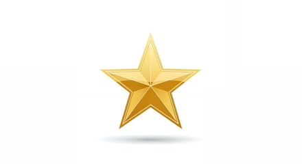 Fototapeta premium Golden star symbol with shadow isolated on white background