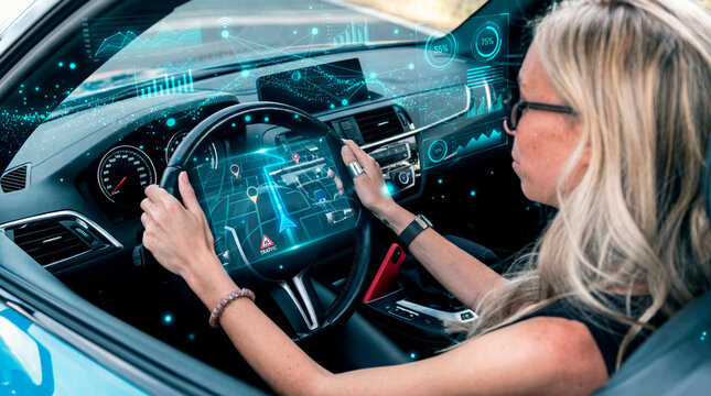 Focused driver navigating route with connected vehicle data network