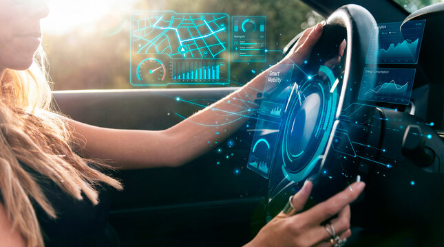 Innovative driver using smart mobility dashboard with navigation and analytics interface