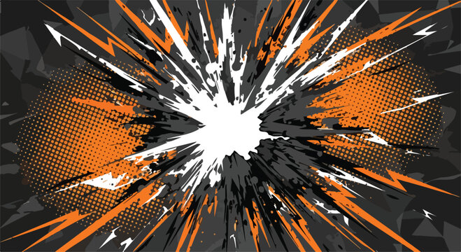 Abstract speed explosion with colorful halftone and comic style elements, dynamic background for sports or racing design.
